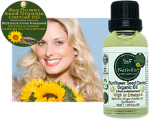Load image into Gallery viewer, Nativilis Organic Sunflower Seed Carrier Oil (Helianthus annuus) Omega 6 Hair, Face & Skin - Natural Cold Pressed - Non-comedogenic - Promotes Moisture Retention in Skin and Hair Acne-Prone – Copaiba