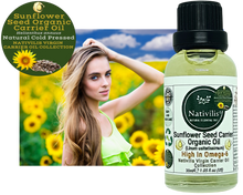 Load image into Gallery viewer, Nativilis Organic Sunflower Seed Carrier Oil (Helianthus annuus) Omega 6 Hair, Face & Skin - Natural Cold Pressed - Non-comedogenic - Promotes Moisture Retention in Skin and Hair Acne-Prone – Copaiba