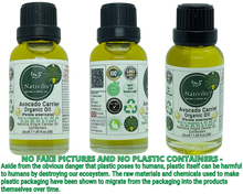 Load image into Gallery viewer, Nativilis Organic Avocado Carrier Oil (Persea americana) Hair, Face & Skin - Natural Cold Pressed - Rich in vitamins A, B1, B2, B3, B5, B6, B8, B9, D, E and K - Moisturizes Dry Skin – Copaiba