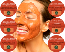 Load image into Gallery viewer, Nativilis Red Clay Kaolin Montmorillonite Powder - Natural Facial Hair Body Mask Mitigate redness removes dead skin cells blackheads cleanser for acne-prone, oily, and problem skin - Copaiba
