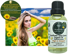 Load image into Gallery viewer, Nativilis Organic Sunflower Seed Carrier Oil (Helianthus annuus) Omega 6 Hair, Face & Skin - Natural Cold Pressed - Non-comedogenic - Promotes Moisture Retention in Skin and Hair Acne-Prone – Copaiba
