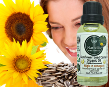 Load image into Gallery viewer, Nativilis Organic Sunflower Seed Carrier Oil (Helianthus annuus) Omega 6 Hair, Face & Skin - Natural Cold Pressed - Non-comedogenic - Promotes Moisture Retention in Skin and Hair Acne-Prone – Copaiba