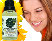Load image into Gallery viewer, Nativilis Organic Sunflower Seed Carrier Oil (Helianthus annuus) Omega 6 Hair, Face & Skin - Natural Cold Pressed - Non-comedogenic - Promotes Moisture Retention in Skin and Hair Acne-Prone – Copaiba