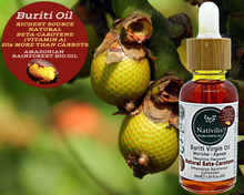 Load image into Gallery viewer, Nativilis Amazonian Buriti Oils (Mauritia flexuosa) Moriche – Aguaje – Richest source Beta-Carotene Vitamin A 20X More than Carrots – emollient rebuild moisturize re-hydrate skin cells - Copaiba