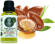 Load image into Gallery viewer, Nativilis Organic Argan Oil Moroccan (Argania spinosa) Hair, Face & Skin - Natural Cold Pressed Carrier Oil - Pure & Natural, Anti-Ageing, Antioxidant, Vegan, No GMO - Rich in Vitamin E – Copaiba