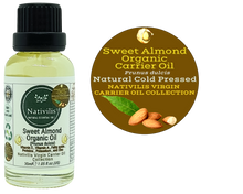 Load image into Gallery viewer, Nativilis Sweet Almond Carrier Oil (Prunus dulcis) King of Nuts- Hair, Face & Skin Natural Cold Pressed – Cleansing Moisturizer Face Chapped Lips Emollient Properties Healthy Scalp - Copaiba