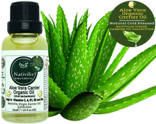 Load image into Gallery viewer, Nativilis Organic Aloe Vera Carrier Oil (Aloe barbadensis) True Aloe - Hair, Face & Skin Natural Cold Pressed – For Aromatherapy Massage – Soothes Moisturizes Skin – Hair Improving Growth - Copaiba
