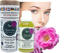 Load image into Gallery viewer, Nativilis Organic Rose Otto Essential Oil Blend 5% (Rosa damascena/Argania spinosa) - 100% Natural - 30ml - (GC/MS Tested)