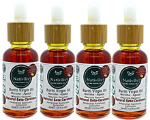 Load image into Gallery viewer, Nativilis Amazonian Buriti Oils (Mauritia flexuosa) Moriche – Aguaje – Richest source Beta-Carotene Vitamin A 20X More than Carrots – emollient rebuild moisturize re-hydrate skin cells - Copaiba
