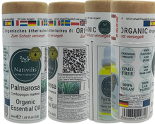 Load image into Gallery viewer, Nativilis Organic Palmarosa Essential Oil (Cymbopogon martinii)- 100% Natural - 30ml - (GC/MS Tested)