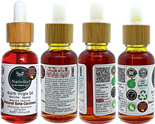 Load image into Gallery viewer, Nativilis Amazonian Buriti Oil (Mauritia flexuosa) Moriche – Aguaje – Richest source Beta-Carotene Vitamin A 20X More than Carrots – emollient rebuild moisturize re-hydrate skin cells - Copaiba
