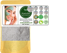 Load image into Gallery viewer, Nativilis Gray (Grey) Bentonite Clay Powder - Natural Facial Hair Body Mask Fine Soft Texture Removing Toxins from the Body Detoxifying Skin Hydrates the Hair and Scalp Copaiba