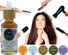 Load image into Gallery viewer, Nativilis CAPILAR MOISTURIZER enriched with 04 Amazonian Rainforest Virgin Oil ACAI BERRY ANDIROBA PRACAXI BRAZIL NUT - Complex emollient restructuring hair fibres strengthens roots dry hair – Copaiba