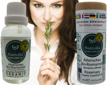 Load image into Gallery viewer, Nativilis Organic Rosemary Essential Oil (Rosmarinus officinalis) - 100% Natural - 30ml (GC/MS Tested)