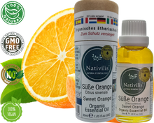 Load image into Gallery viewer, Nativilis Organic Sweet Orange Essential Oil (Citrus sinensis) - 100% Natural - 30ml - (GC/MS Tested)