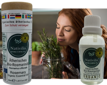 Load image into Gallery viewer, Nativilis Organic Rosemary Essential Oil (Rosmarinus officinalis) - 100% Natural - 30ml (GC/MS Tested)
