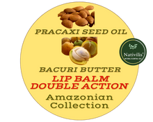 Load image into Gallery viewer, Nativilis AMAZONIAN LIP BALM DOUBLE ACTION FORMULA WITH PRACAXI SEED OIL (Pentaclethra macroloba) + BACURI BUTTER (Platonia insignis) Moisturises Dry Lips and Heals Chapped Lips - Toned Lips - Copaiba