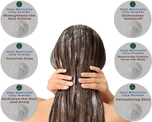Load image into Gallery viewer, Nativilis Gray (Grey) Bentonite Clay Powder - Natural Facial Hair Body Mask Fine Soft Texture Removing Toxins from the Body Detoxifying Skin Hydrates the Hair and Scalp Copaiba