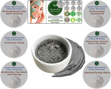Load image into Gallery viewer, Nativilis Gray (Grey) Bentonite Clay Powder - Natural Facial Hair Body Mask Fine Soft Texture Removing Toxins from the Body Detoxifying Skin Hydrates the Hair and Scalp Copaiba