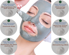 Load image into Gallery viewer, Nativilis Gray (Grey) Bentonite Clay Powder - Natural Facial Hair Body Mask Fine Soft Texture Removing Toxins from the Body Detoxifying Skin Hydrates the Hair and Scalp Copaiba