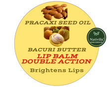 Load image into Gallery viewer, Nativilis AMAZONIAN LIP BALM DOUBLE ACTION FORMULA WITH PRACAXI SEED OIL (Pentaclethra macroloba) + BACURI BUTTER (Platonia insignis) Moisturises Dry Lips and Heals Chapped Lips - Toned Lips - Copaiba