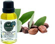 Load image into Gallery viewer, Nativilis Organic Jojoba Golden Carrier Oil (Simmondsia chinensis) Hair, Face & Skin Natural Cold Pressed - Humectant Ingredient - Non-comedogenic Acne-Prone Cleanser Moisturizer Antioxidant – Copaiba