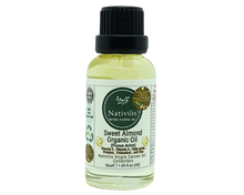 Load image into Gallery viewer, Nativilis Sweet Almond Carrier Oil (Prunus dulcis) King of Nuts- Hair, Face & Skin Natural Cold Pressed – Cleansing Moisturizer Face Chapped Lips Emollient Properties Healthy Scalp - Copaiba