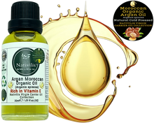 Load image into Gallery viewer, Nativilis Organic Argan Oil Moroccan (Argania spinosa) Hair, Face & Skin - Natural Cold Pressed Carrier Oil - Pure & Natural, Anti-Ageing, Antioxidant, Vegan, No GMO - Rich in Vitamin E – Copaiba