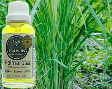 Load image into Gallery viewer, Nativilis Organic Palmarosa Essential Oil (Cymbopogon martinii)- 100% Natural - 30ml - (GC/MS Tested)