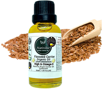 Load image into Gallery viewer, Nativilis Organic Flaxseed Carrier Oil (Linum usitatissimum) - linseed oil - Hair, Face & Skin - Natural Cold Pressed - High in Omega-3 - Improves Skin Smoothness – Moisturizes Dry Skin - Copaiba