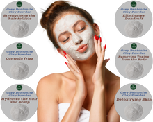 Load image into Gallery viewer, Nativilis Gray (Grey) Bentonite Clay Powder - Natural Facial Hair Body Mask Fine Soft Texture Removing Toxins from the Body Detoxifying Skin Hydrates the Hair and Scalp Copaiba