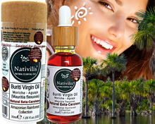 Load image into Gallery viewer, Nativilis Amazonian Buriti Oil (Mauritia flexuosa) Moriche – Aguaje – Richest source Beta-Carotene Vitamin A 20X More than Carrots – emollient rebuild moisturize re-hydrate skin cells - Copaiba