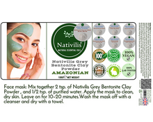 Load image into Gallery viewer, Nativilis Gray (Grey) Bentonite Clay Powder - Natural Facial Hair Body Mask Fine Soft Texture Removing Toxins from the Body Detoxifying Skin Hydrates the Hair and Scalp Copaiba