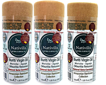 Load image into Gallery viewer, Nativilis Amazonian Buriti Oil (Mauritia flexuosa) Moriche – Aguaje – Richest source Beta-Carotene Vitamin A 20X More than Carrots – emollient rebuild moisturize re-hydrate skin cells - Copaiba