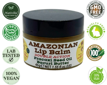 Load image into Gallery viewer, Nativilis AMAZONIAN LIP BALM DOUBLE ACTION FORMULA WITH PRACAXI SEED OIL (Pentaclethra macroloba) + BACURI BUTTER (Platonia insignis) Moisturises Dry Lips and Heals Chapped Lips - Toned Lips - Copaiba
