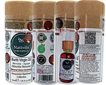 Load image into Gallery viewer, Nativilis Amazonian Buriti Oil (Mauritia flexuosa) Moriche – Aguaje – Richest source Beta-Carotene Vitamin A 20X More than Carrots – emollient rebuild moisturize re-hydrate skin cells - Copaiba