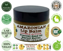 Load image into Gallery viewer, Nativilis AMAZONIAN LIP BALM DOUBLE ACTION FORMULA WITH PRACAXI SEED OIL (Pentaclethra macroloba) + BACURI BUTTER (Platonia insignis) Moisturises Dry Lips and Heals Chapped Lips - Toned Lips - Copaiba