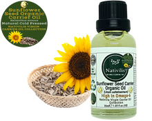 Load image into Gallery viewer, Nativilis Organic Sunflower Seed Carrier Oil (Helianthus annuus) Omega 6 Hair, Face & Skin - Natural Cold Pressed - Non-comedogenic - Promotes Moisture Retention in Skin and Hair Acne-Prone – Copaiba
