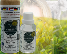 Load image into Gallery viewer, Nativilis Organic Tea Tree Essential Oil (Melaleuca alternifolia) - 100% Natural - 30ml - (GC/MS Tested)