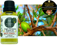 Load image into Gallery viewer, Nativilis Organic Argan Oil Moroccan (Argania spinosa) Hair, Face & Skin - Natural Cold Pressed Carrier Oil - Pure & Natural, Anti-Ageing, Antioxidant, Vegan, No GMO - Rich in Vitamin E – Copaiba