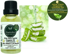 Load image into Gallery viewer, Nativilis Organic Aloe Vera Carrier Oil (Aloe barbadensis) True Aloe - Hair, Face & Skin Natural Cold Pressed – For Aromatherapy Massage – Soothes Moisturizes Skin – Hair Improving Growth - Copaiba