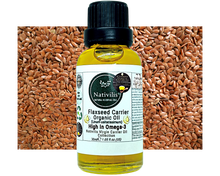 Load image into Gallery viewer, Nativilis Organic Flaxseed Carrier Oil (Linum usitatissimum) - linseed oil - Hair, Face & Skin - Natural Cold Pressed - High in Omega-3 - Improves Skin Smoothness – Moisturizes Dry Skin - Copaiba
