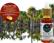 Load image into Gallery viewer, Nativilis Amazonian Buriti Oils (Mauritia flexuosa) Moriche – Aguaje – Richest source Beta-Carotene Vitamin A 20X More than Carrots – emollient rebuild moisturize re-hydrate skin cells - Copaiba