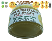 Load image into Gallery viewer, Nativilis AMAZONIAN LIP BALM DOUBLE ACTION FORMULA WITH PRACAXI SEED OIL (Pentaclethra macroloba) + BACURI BUTTER (Platonia insignis) Moisturises Dry Lips and Heals Chapped Lips - Toned Lips - Copaiba