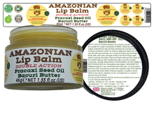 Load image into Gallery viewer, Nativilis AMAZONIAN LIP BALM DOUBLE ACTION FORMULA WITH PRACAXI SEED OIL (Pentaclethra macroloba) + BACURI BUTTER (Platonia insignis) Moisturises Dry Lips and Heals Chapped Lips - Toned Lips - Copaiba