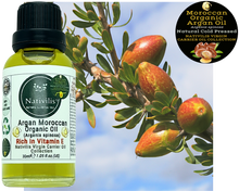 Load image into Gallery viewer, Nativilis Organic Argan Oil Moroccan (Argania spinosa) Hair, Face & Skin - Natural Cold Pressed Carrier Oil - Pure & Natural, Anti-Ageing, Antioxidant, Vegan, No GMO - Rich in Vitamin E – Copaiba
