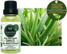 Load image into Gallery viewer, Nativilis Organic Aloe Vera Carrier Oil (Aloe barbadensis) True Aloe - Hair, Face & Skin Natural Cold Pressed – For Aromatherapy Massage – Soothes Moisturizes Skin – Hair Improving Growth - Copaiba
