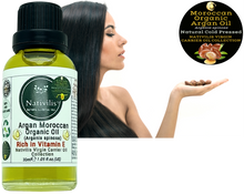 Load image into Gallery viewer, Nativilis Organic Argan Oil Moroccan (Argania spinosa) Hair, Face & Skin - Natural Cold Pressed Carrier Oil - Pure & Natural, Anti-Ageing, Antioxidant, Vegan, No GMO - Rich in Vitamin E – Copaiba
