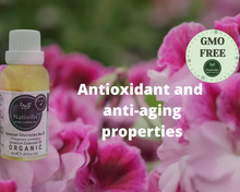Load image into Gallery viewer, Nativilis Organic Geranium Essential Oil (Pelargonium graveolens) - 100% Natural - 30ml - (GC/MS Tested)