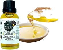 Load image into Gallery viewer, Nativilis Organic Flaxseed Carrier Oil (Linum usitatissimum) - linseed oil - Hair, Face & Skin - Natural Cold Pressed - High in Omega-3 - Improves Skin Smoothness – Moisturizes Dry Skin - Copaiba